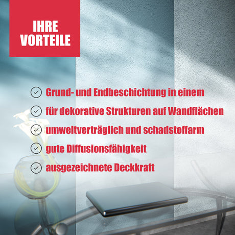 Text über Wandbeschichtungsvorteile, Tisch.