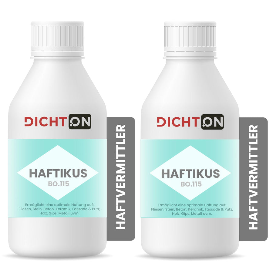 Zwei Flaschen Haftvermittler Dichton.