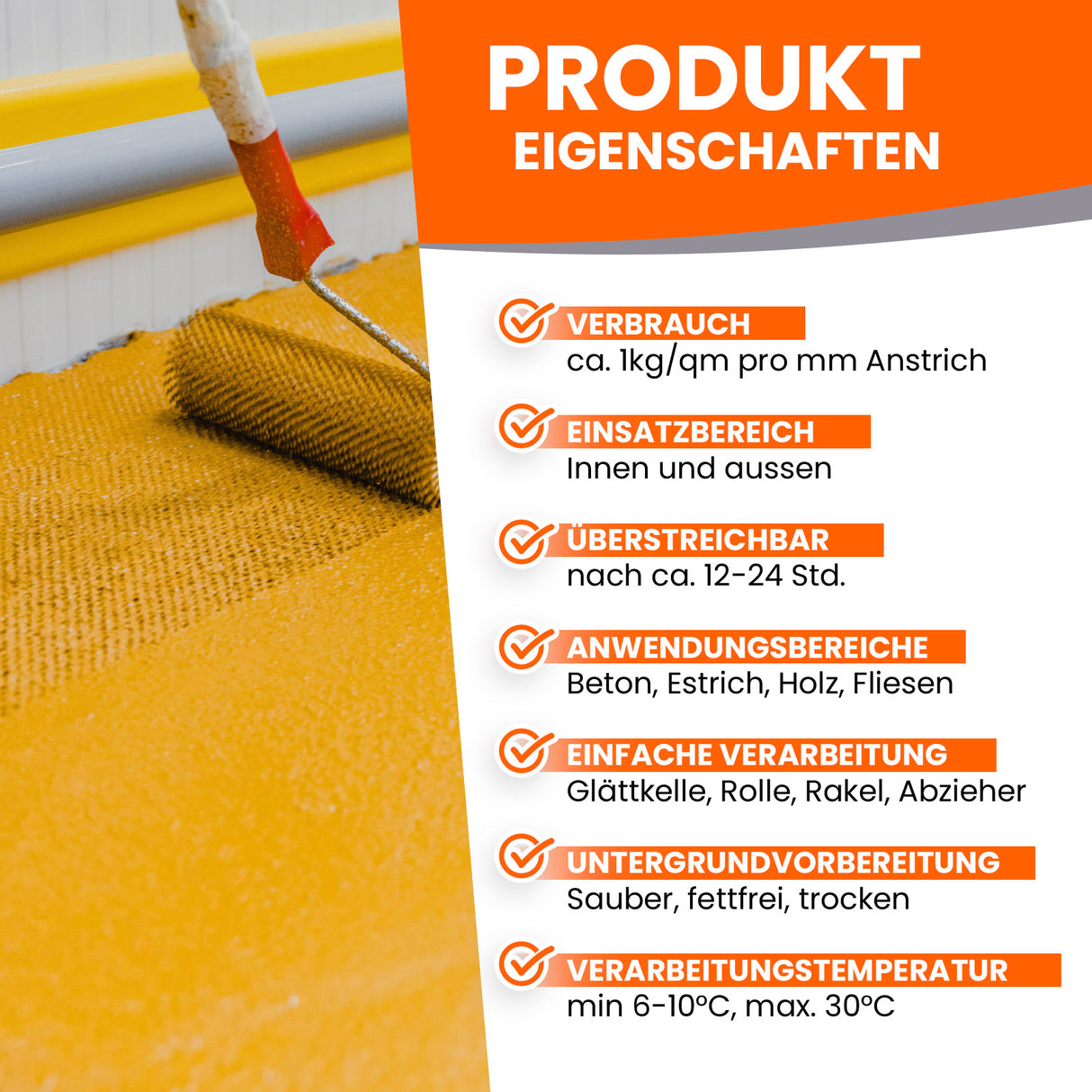 Produktmerkmale von Beschichtungsmaterialien.