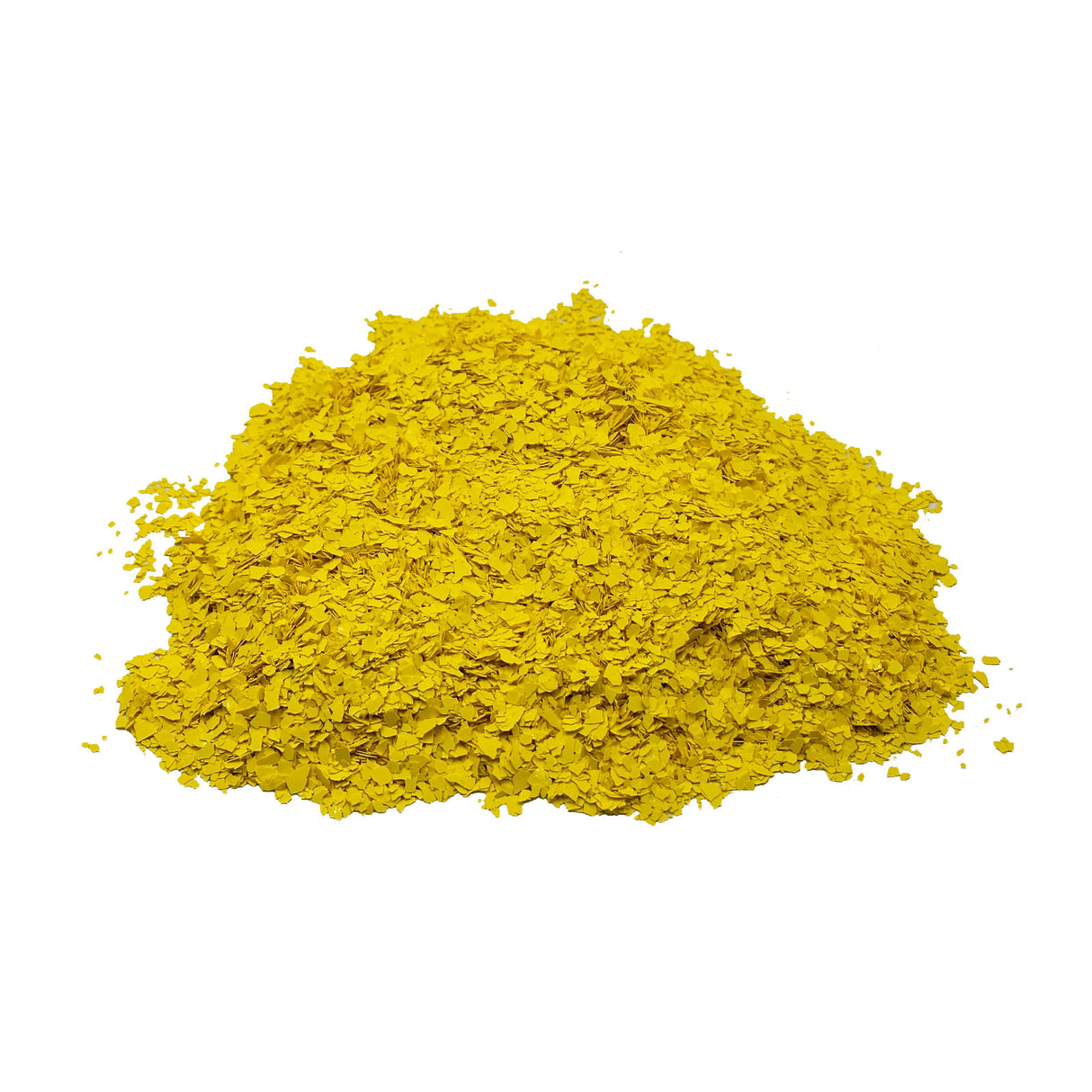Gelbe Farbchips auf weißem Hintergrund.