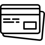 Symbol von zwei Kreditkarten.