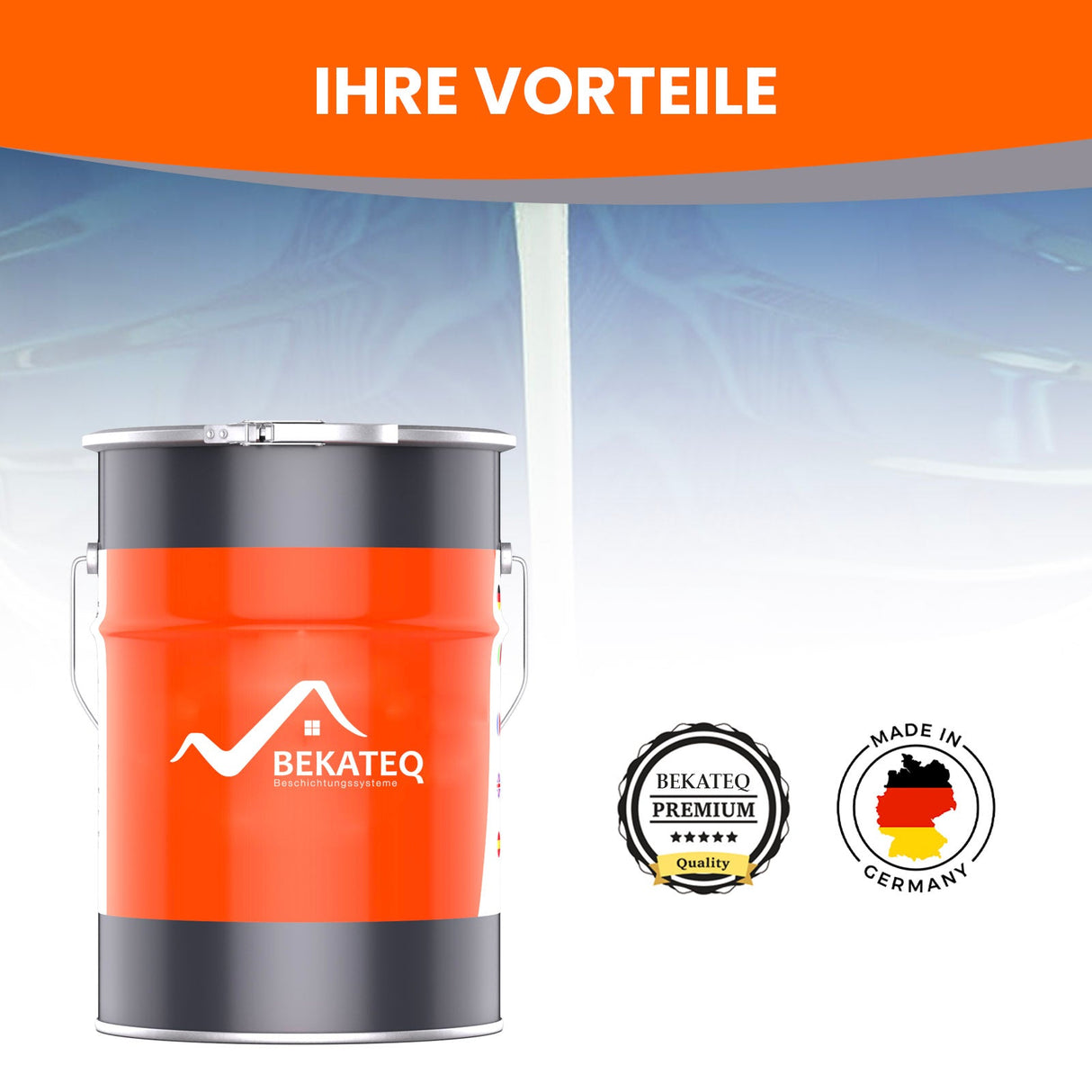 Farbeimer mit BEKATEQ-Logo.