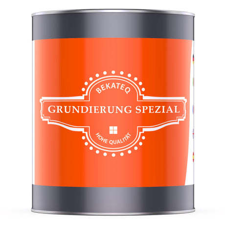 Dose mit rotem Etikett, Grundierung.