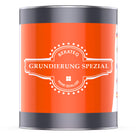 Dose mit rotem Etikett, Grundierung.