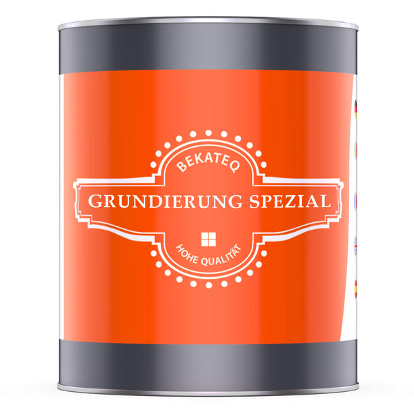 Dose mit rotem Etikett, Grundierung.