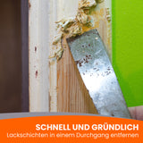 Lack wird mit Spachtel entfernt.