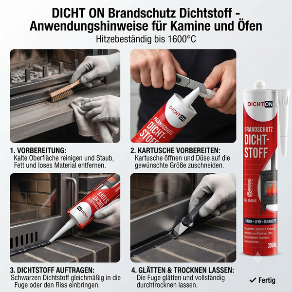 D.31W Brandschutz Dichtstoff für Kamin + Ofen + Schamotte bis 1600°C