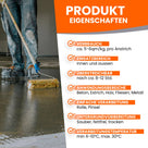 Person streicht Boden mit Rolle.