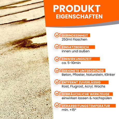 LS-565 Rostflecken Entferner für Stein & Beton inkl. Bürste