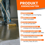 Person beschichtet Boden mit Rolle.