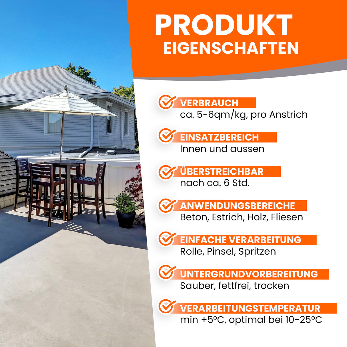 Produktmerkmale von Beschichtungsmaterialien.