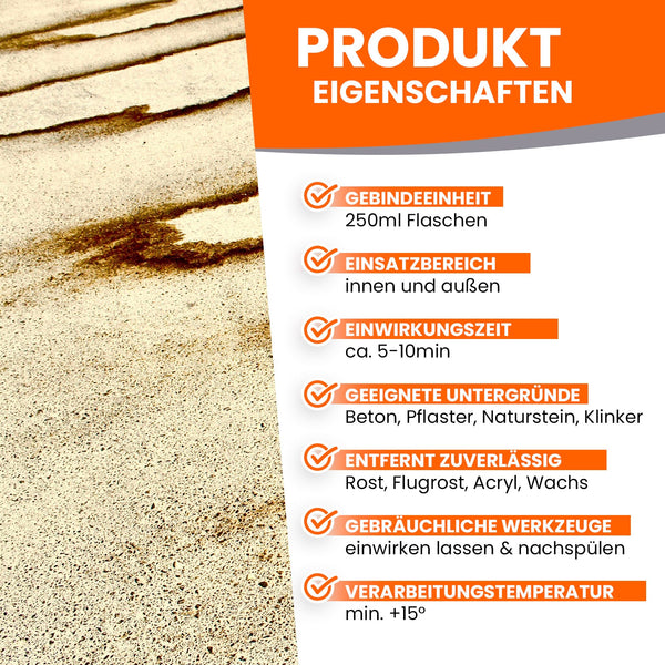 LS-565 Rostflecken Entferner für Stein & Beton inkl. Bürste