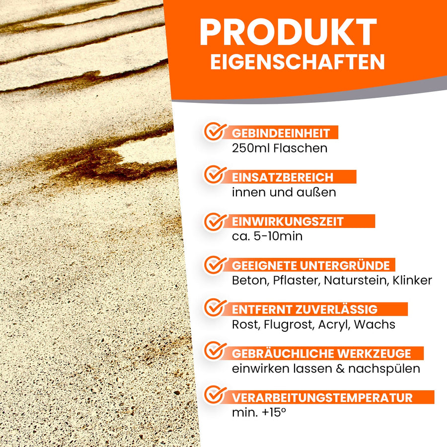 LS-565 Rostflecken Entferner für Stein & Beton inkl. Bürste