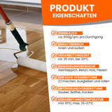 Bodenbeschichtung mit Produktinformationen.