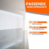 Moderner Raum mit Produktinformationen.