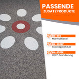 Steinteppich mit Zusatzprodukte-Informationen.