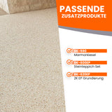 Steinteppich mit Produktinformationen.