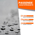 Wassertropfen auf grauer Oberfläche.