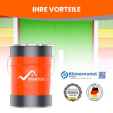 Farbkanister vor bunter Wand.