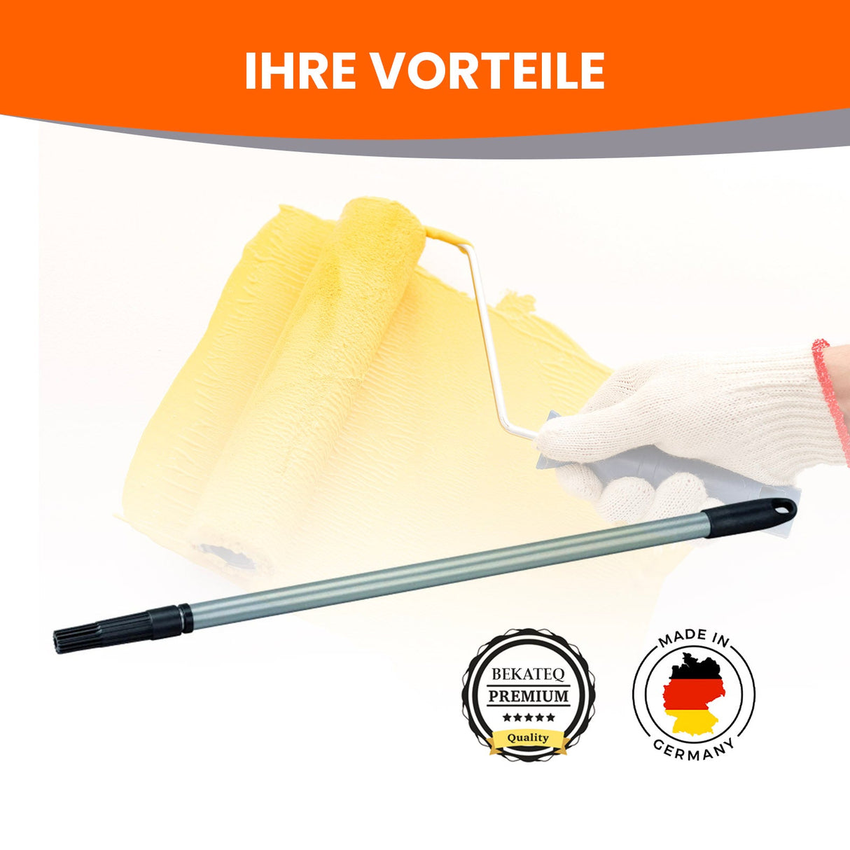 Farbrolle mit gelber Farbe.