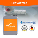 Farbeimer, Farbrolle, Klimaneutral-Logo, Siegel.