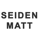 Text: "SEIDENMATT" in Schwarz.
