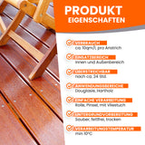 Produktmerkmale für Holzbeschichtung.