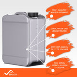 Kanister mit Produktvorteilen aufgelistet.