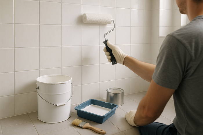 wandfliesen im bad streichen