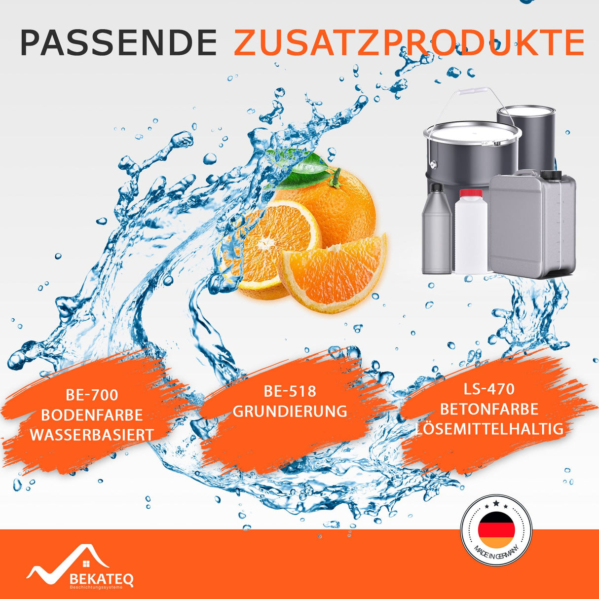 Zusatzprodukte: Farben, Grundierung, Lösungsmittel.