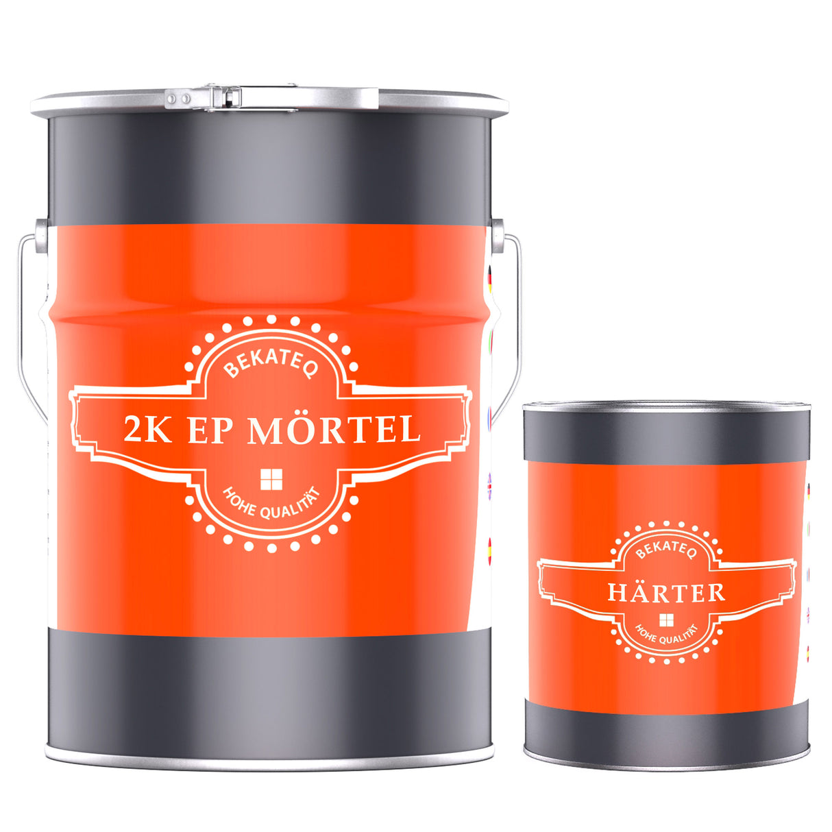 Zwei Eimer mit Epoxidharz.