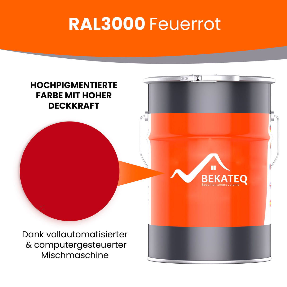 Farbeimer, RAL3000 Feuerrot, BEKATEQ.
