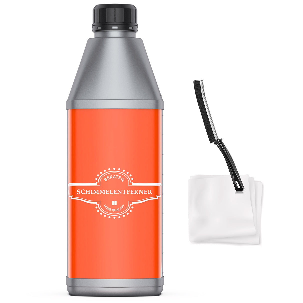 Flasche Schimmelentferner mit Zubehör.