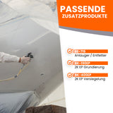 Person sprüht Farbe auf Oberfläche.