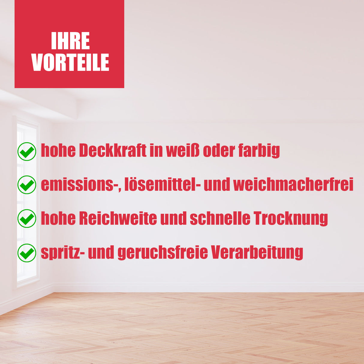 Raum mit Text über Farben.