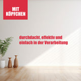 Leere Wand mit Dekovasen, Text.