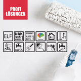 Farbrolle, Symbole, Hand mit Handschuh.