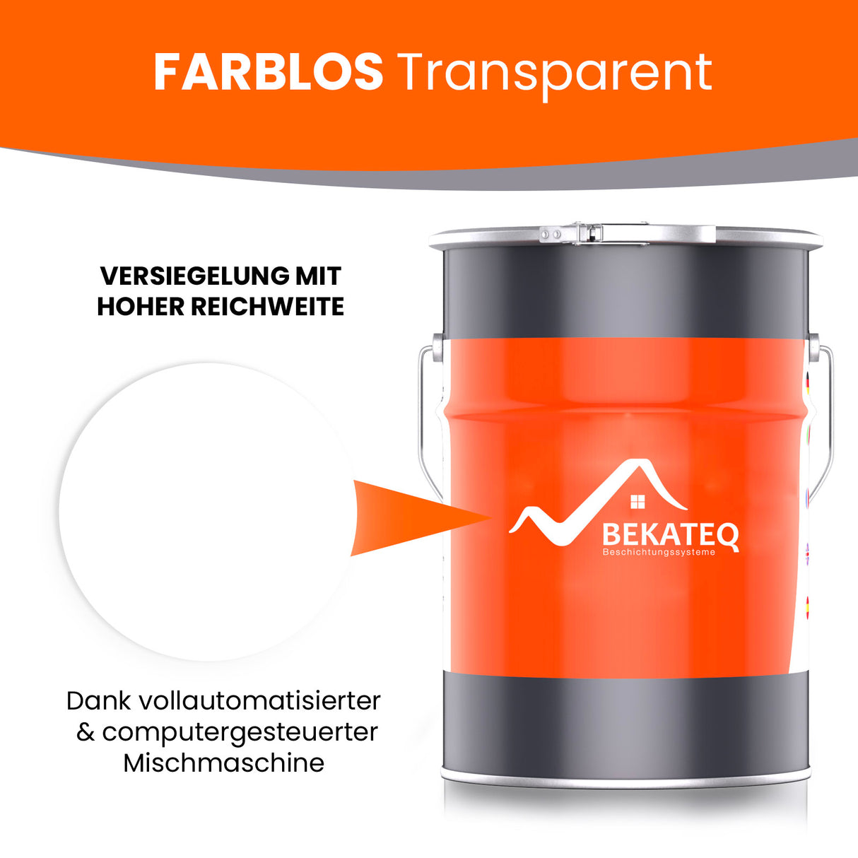 Farblose Versiegelung in Metallbehälter.