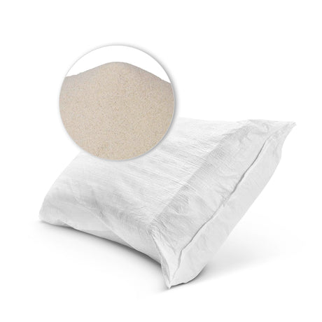 Weißer Sack mit Sandprobe.