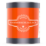 Dose mit Hammerschlaglack-Label.