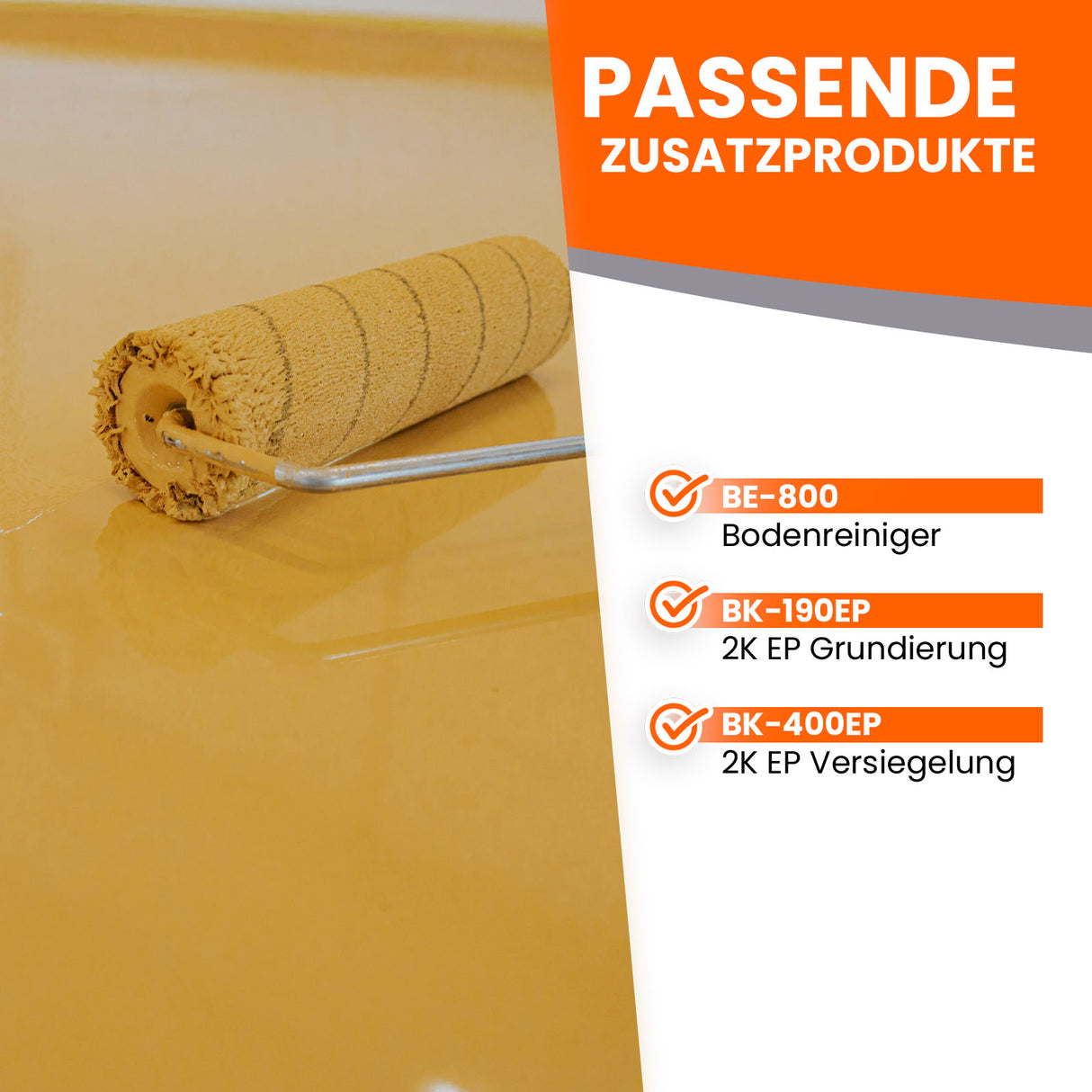 Farbrolle auf gelber Oberfläche.