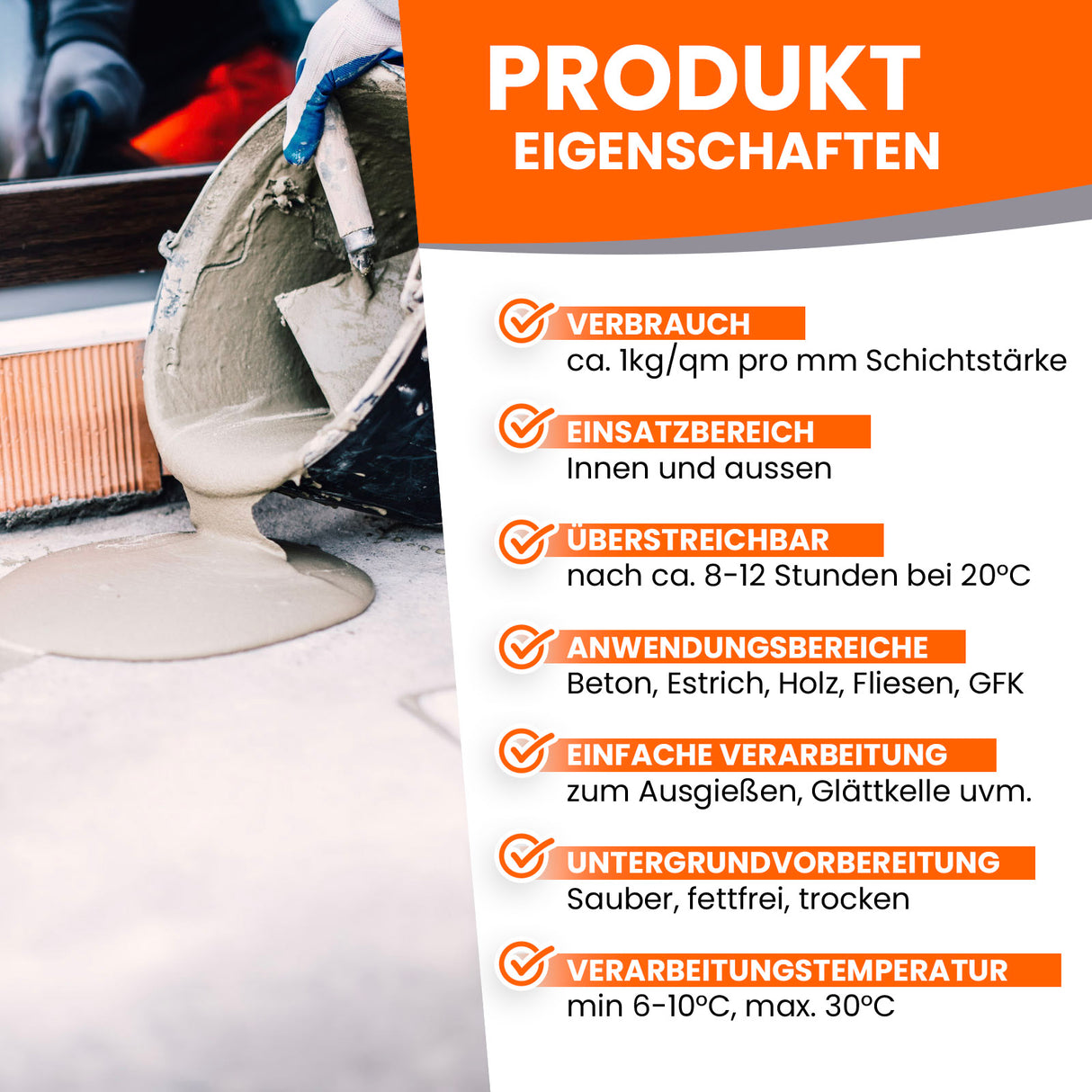 Epoxidharz-Anwendung mit Produkteigenschaften.