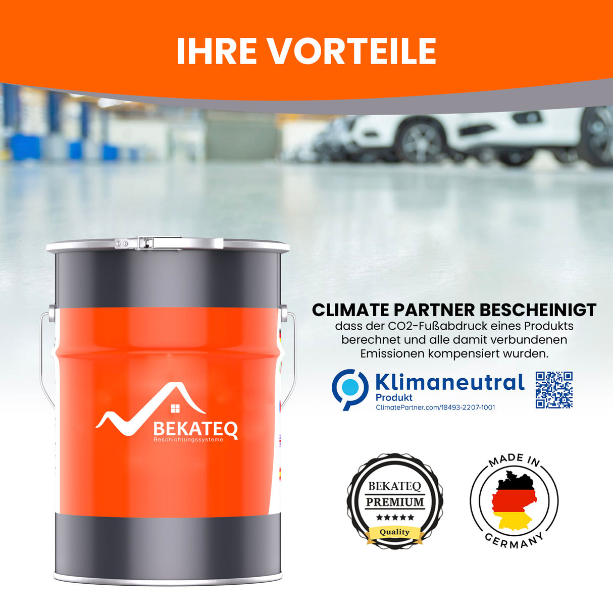 Farbkanister, Logos, Text "Ihre Vorteile".