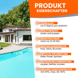 Haus mit Pool und Produkteigenschaften.