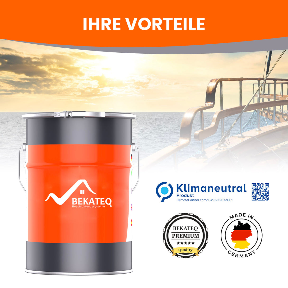 Farbeimer mit BEKATEQ-Logo, Vorteile.
