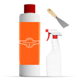 Tapetenlöser, Sprühflasche, Spachtel.