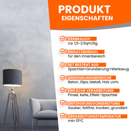 Produktmerkmale von Spachtel und Grundierung.
