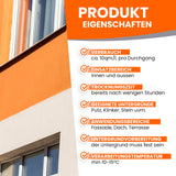 Produktmerkmale für Fassadenfarbe.