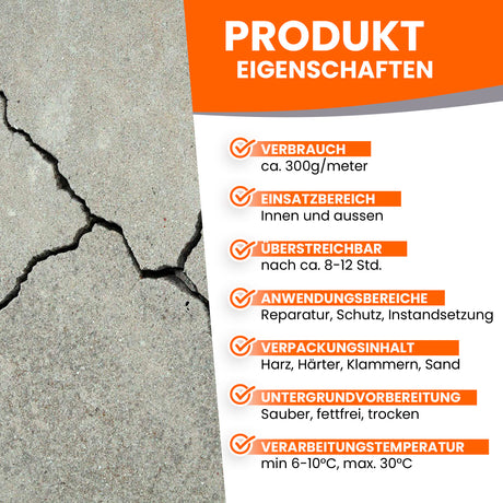 Riss im Boden, Produkteigenschaften-Text.