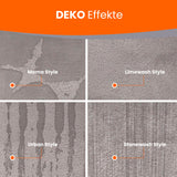 Vier Wandstile: Moma, Limewash, Urban, Stonewash.